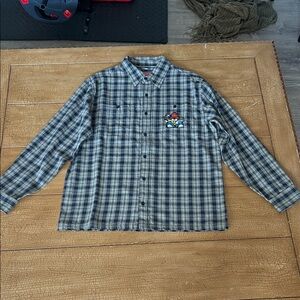 *BRAND NEW* Empyre Browser Plaid Button Down Shirt with Embroidered Dog Design